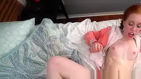 Petite redhead drilled by lucky older guy