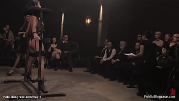 Public humiliation and anal bondage for bound brunette babe Cecilia Vega