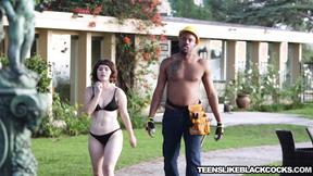 ”TEENS LOVE BLACK COCKS Rounded little cutie Yhivi black dick banged in the back yard”