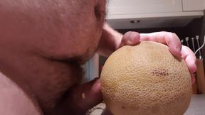 Nudist fucked a wet melon for diner