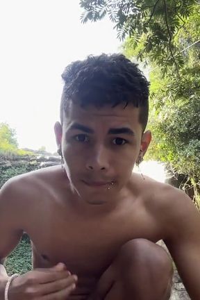 We Found a Dark-skinned Boy Masturbating Outdoors