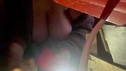 Farm Wife  Slut  Hides in Barn and Flashes Pussy &Big tits to Neighbor on Videocall