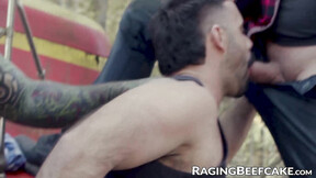 ”unshaved hunk Teddy Torres takes cum from stepdad & friend”