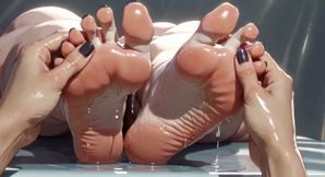 SSBBW Oil Foot Massage Close up - Big Beautiful Feet &amp; Toes