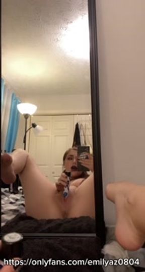 teen girl plays with pussy in the mirror after school | emilyannebunny