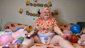 BBW Daisy's diaper birthday party!! Includes cake in my diaper, fun with balloons and wetting!