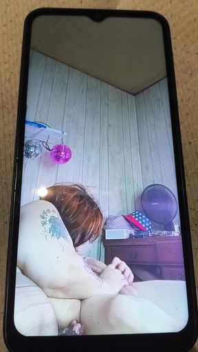 Nasty Slut Watches Her Own Porn Gagging on That Cock Deep in Her Throat with the Load He&#039;s Got