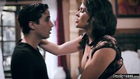 Busty milf lets teen neighbour fuck her