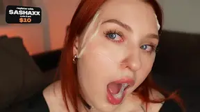 Curvy redhead enjoys a massive cumshot in homemade clip