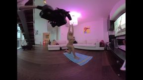 VR180 Virtual Reality Behind the Scenes of me filming my friend Amanda Yoga