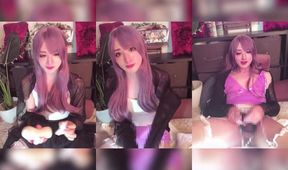 Her tight ass fucked raw while she masturbates with toys