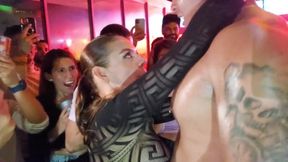 Watch this hot chick strip and get wild with her big tits and wet pussy outdoors