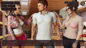 Threesome with Two Hot Collage Girl in Public Library - Living With Temptation