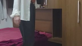 #275 - Bossy girl stepping over him in black sandals – Vertical cam 720p