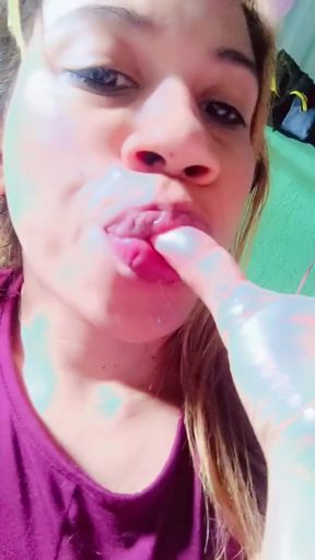 Sexy baby girl delicius mouth lick nd clean my cook until splash all my cream in very hot tonguer darling   Clip 1