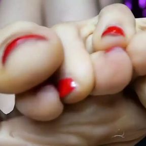 Sweat Small Feet Mistress Red Toenail Polish Female Domination Sensual