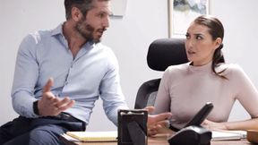 ”Office Slut COUGAR Bella Rolland tried to stay professional with her boss”