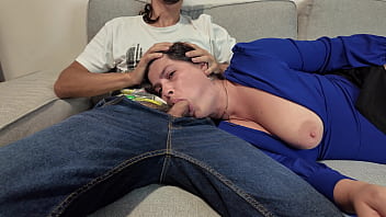 StepMom takes huge load in her mouth after massage