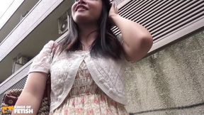 Shy Japanese babe gets her bush eaten out on the sofa