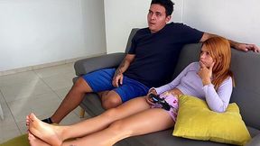 Fucked my petite redhead Latina stepsister cuz she lost in the game