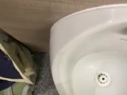 Wanking in public toilets and had big cumshot in urinal