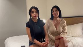 amateur latina 18+ teen with big natural tits brings stepmom to her first porn audition casting, highlight tape