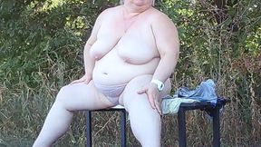 a friend in the park undresses and masturbates on a bench