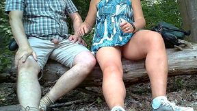 Handjob outdoors in the park in hot weather