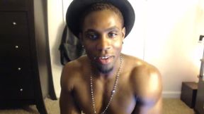 Black Guy Ripped with Hat and Chain Flexing