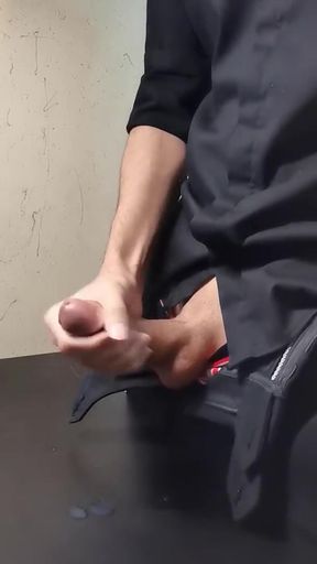 Young skinny boy in official uniform showing off his ass, dick and multiple masturbation orgasm