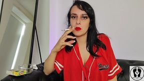 hot teen smoking deep respirating heavily long puffs cigarrets