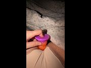 Pumpkin dildo stretching me