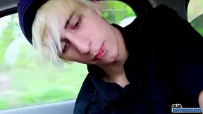 Emo twink greedily sucking dick outdoors