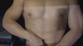 Muscle Pinoy Twink Jerks Off in Parked Car at Night, Risks Getting Caught Shooting Cum