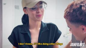 DO YOU WANT ME TO HELP YOU?  The plumber made insinuates herself on me and ended up sucking my cliptoris