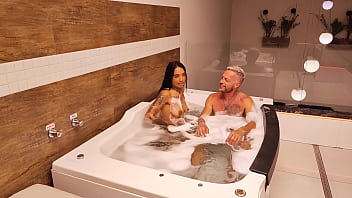 Hot chat in the bathtub with Nick Niquita and a lot of cock in the hottie&#039_s ass making her cum in the ass screaming. Vagninho e Nick Niquita