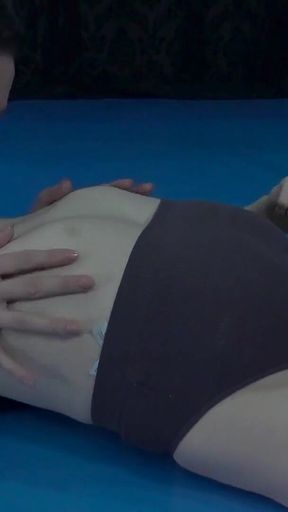 Two Horny and Hot Ladies at the Gym Wrestling and Belly Licking