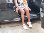 UPSKIRT in a Public CAR PARK - Sexy Latina in a MINI SKIRT Getting into Her Car