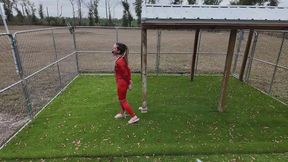 Inmate Fayth Cuffed, Chained & Gagged Walk In Yard - Mp4