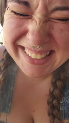 Young Slut takes a hit off My Vape! Now we give it a minute!