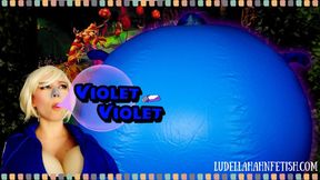 Violet Violet - Juicy Gum Fills Ludella with Juice, Turns Her Blue, and Inflates Her Like a Giant Blueberry Balloon - Breast Expansion Belly Inflation