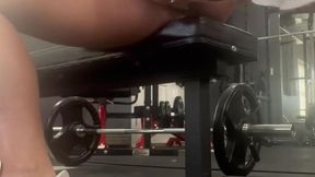 Amateur fit gym girl wields dildo, squirts in public