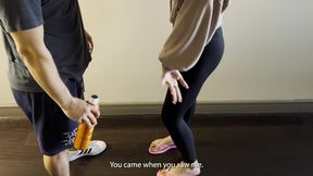 Amateur Cuckold Loses Control to Female Dom's Foot Worship