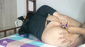 My stepsister is very horny, she likes to get cocked on all fours and sit on my cock