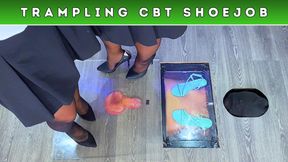 Goddess Amber & Miss Lucy - Slaves Performance Review Under Our Dirty Work Stilettos (244) - Sky Cam - Cock Balls Trampling CBT Shoejob Cumshot
