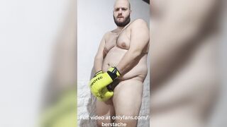 Hairy man boxing nude