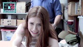 Redhead bitch Pepper Hart was caught stealing and fucked by the sheriff