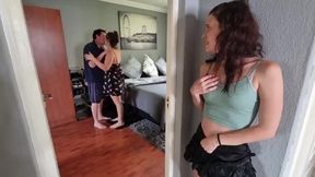 Our horny roommate secretly watching and masturbating as my boyfriend and I fuck each other