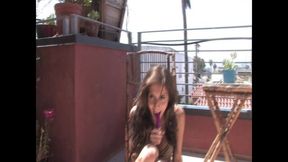 April Vibrates Pussy Outdoors