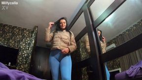 Housewife in yoga pants teases with dirty talk while sucking cock